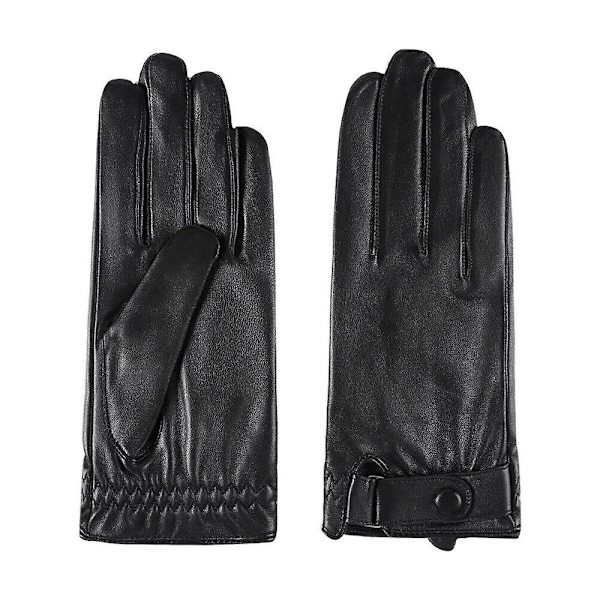 Vinter Ægte Fåreskind Læder Handsker Herre Plus Fløjl Kørsel Varme Touch Screen Luffer [DB] Black M