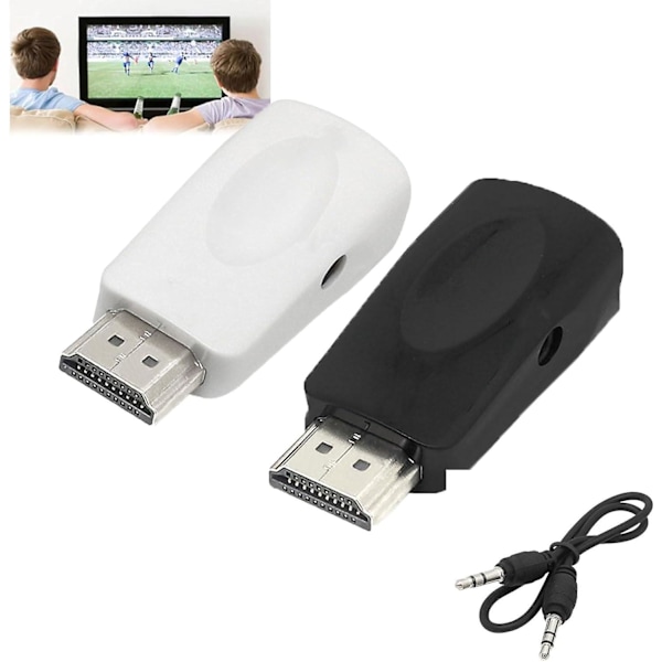 TV-strømmeenhet, HDMI-konverterer Trådløs skjermadapter, 1080P WiFi-skjermspeiling Strømming Sending Mottaker for PC/TV/Projektor {db} 2pcs black and white