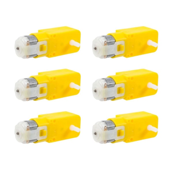 Gearmotor dobbeltaksel 3-6v Tt-motor til smart bilrobotpakke med 6 (i Shape) [DB] Yellow