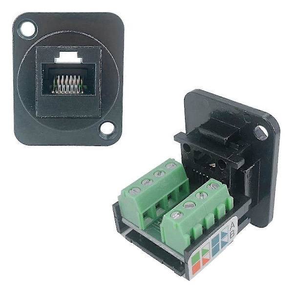 5 KPL RJ45 Naaras Paneeliasennus Ruuviliitinadapteri, D-tyypin RJ45 8P8C Naaras 8-nastainen liitin [DB] Black
