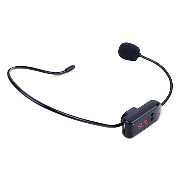 Sort bærbar FM trådløs mikrofon headset radio megafon til guideundervisning møde forelæsninger forsyninger db Black