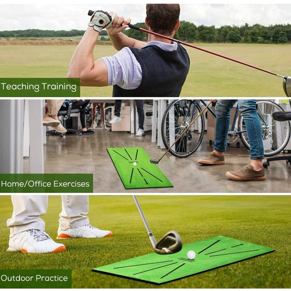 Golf Swing Matte, 12 x 24 Tommers Golf Slag Praksis Gress Hjelpematte Sett, Bærbare Treningsrekvisita