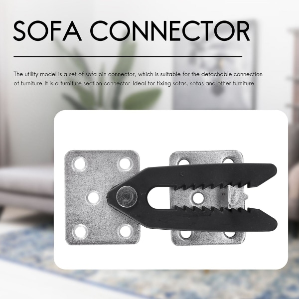 2 stk Sofa Sofa Seksjonsmøbelkobling Joint Snap Alligator Style