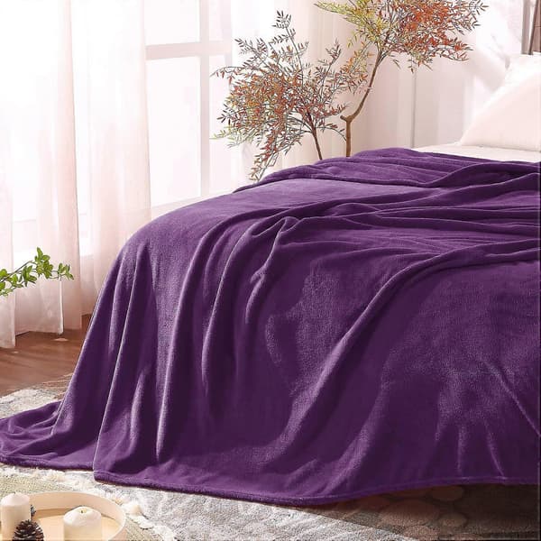 Fleece Tæppe Lilla Kastetæpper til Sofa & Seng, Plys Hyggeligt Blødt Tæppe 50\" x 60\", Super Bløde & Varme Tæpper til Efterår og Vinter[DB]