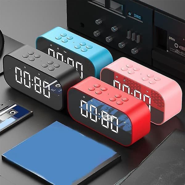 Väckarklocka för sovrum/kontor, digital klocka med Bluetooth-högtalare, väckarklocka för tunga sovare db Pink