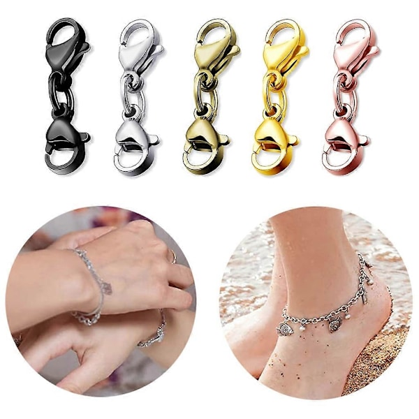 8 st Dubbla Hummerlås Halsband Armband Spänne Koppling Smycken Spännen db Silver