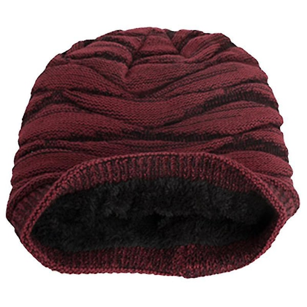 Unisex Oversized Slouch Lang Beanie-lue Winter Varmt Strikket Wrap Cap db Wine Red