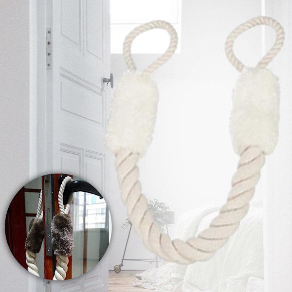 Dørhåndtak Trekktau Anti-Klype Stropper Stopper Multifunksjonell Hund Fingerbeskytter Dørtau for Soverom Stue db White 60cm