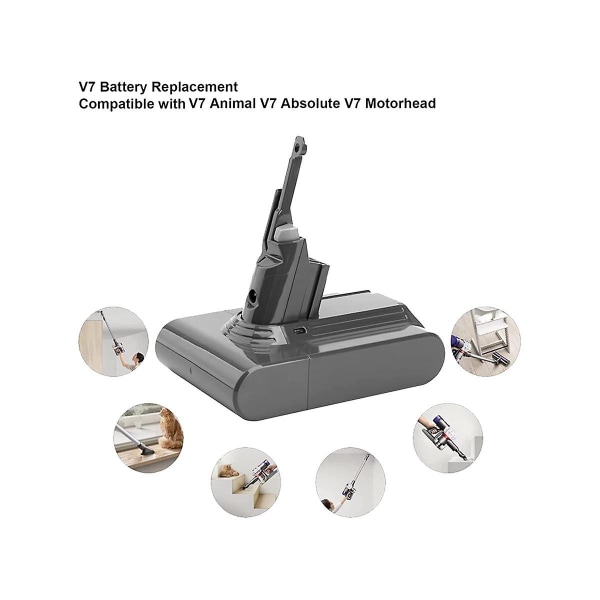 21.6v V7 Batteriadapter + 2x Frontfiltre Udskiftning Til V7 Fluffy V7 Animal V7 Pro Støvsuger [DB] Dull Grey