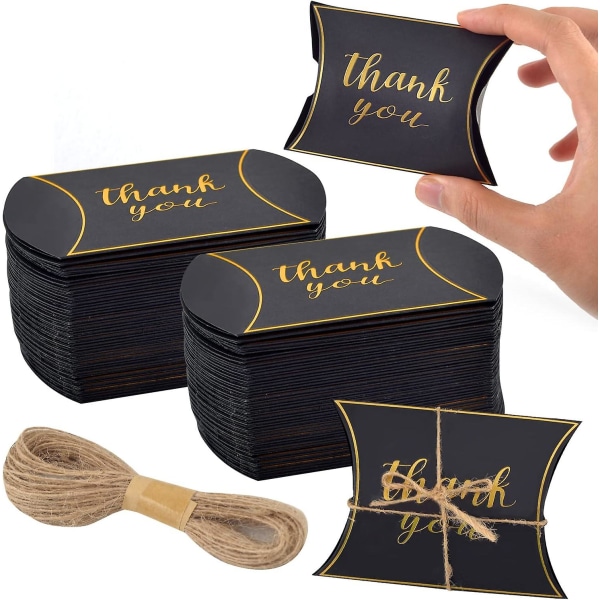 Tack Kuddlådor Bröllopsfavorit Box Svart Kraftpapper Kuddlådor (100 st)