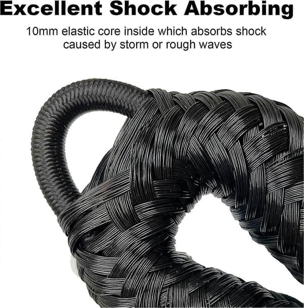 Bungee Dock Line med krog, sort fortøjningstov til båd 4 ft 2 pak & sort [DB]