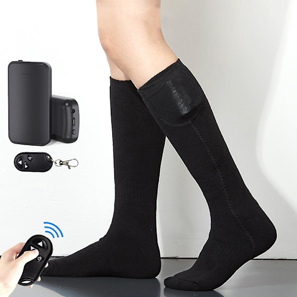 1 Pari kauko-ohjattavia lämpösukkia, sähkösukat, ladattavat lämmityssukat 4000mAh akulla [db] Black