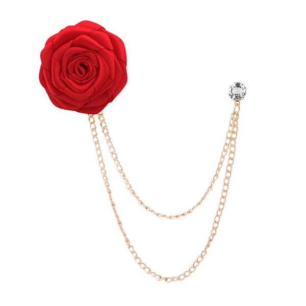 Rosblommor Lapel Nål Herrar Bröllop Handgjord Brosch Knapphål Brudgummar [DB] Red