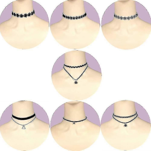 20 stk. Sort Choker Sæt Klassisk Choker Halskæde Lagdelt Sort Chokers Halskæder Gave Til Kvinder - [db]