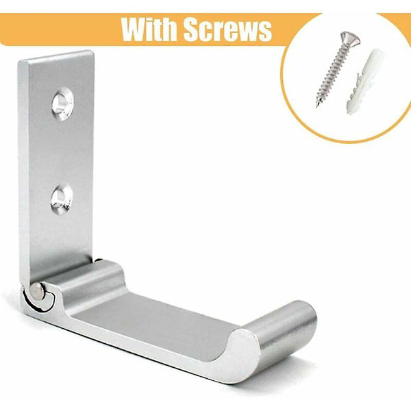 Knage, 4 stk. væghængt, foldbar krog, aluminiumlegering, med skruer, til badeværelse, køkken, soveværelse, kontor (sølv)
