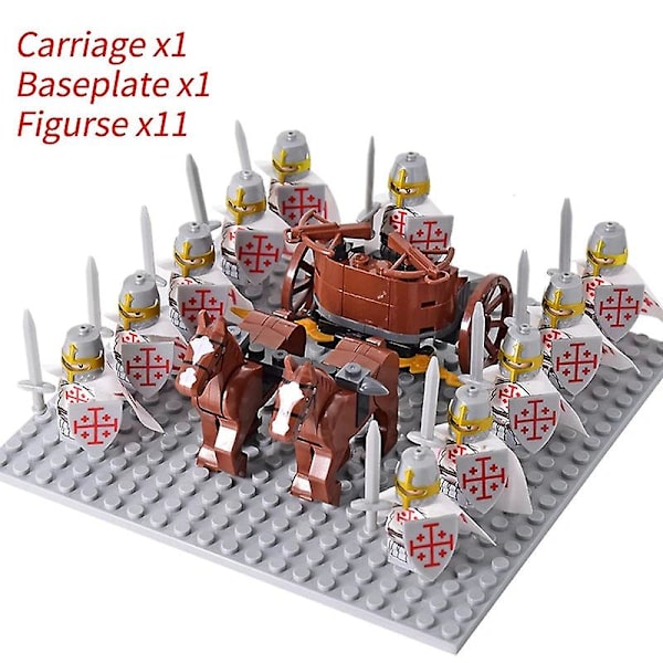 Mini actionfigurer af middelalderlige riddere, byggeklodser, romersk stridsvogn, karet, soldat, krigshest, klodser, legetøj til børn, gave Db Set 32