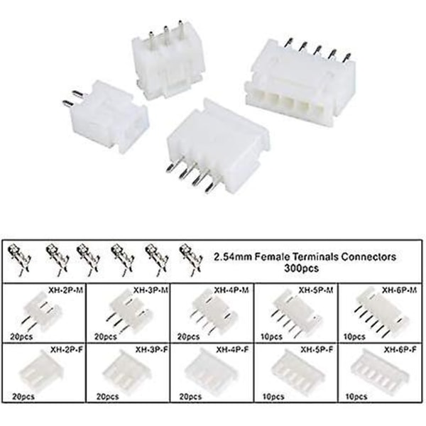 460 st Jst Connector Kit, Jst-xh, 2/3 / 4/5/ 6-stift hane/hona kontakter, 2,54 mm hona stift Kontakter terminaler