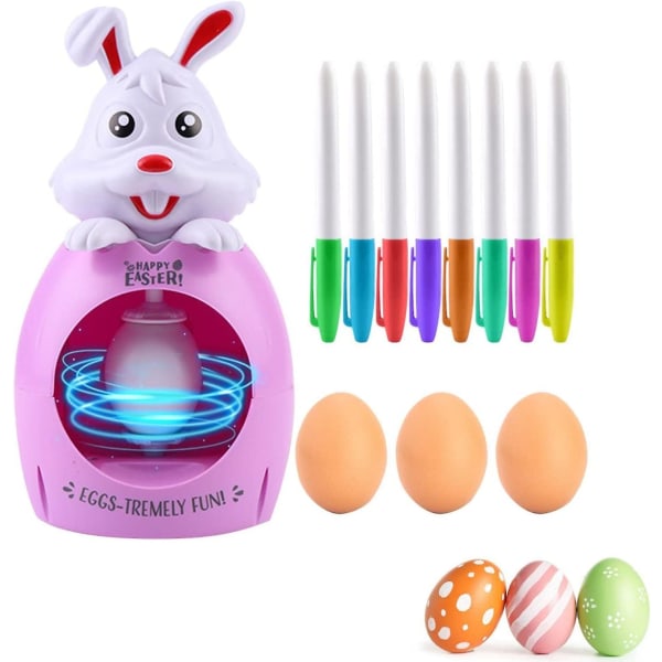 Pyntesett for påskeegg | Light Up Musical Rabbit Egg Color Machine Set, påsketilbehør for påsketemafester, med 8 fargerike markører