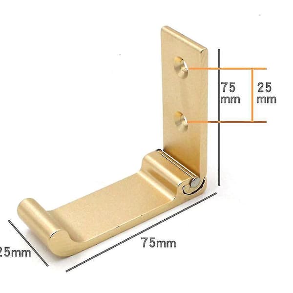 Db 5 st vikbara krokar vägg handdukskrokar 90  vikbar solid aluminiumkrok Gold