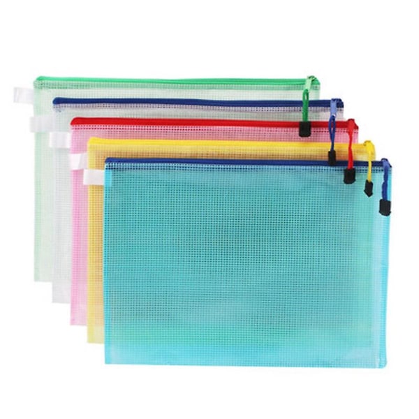 15pcs A4 File Pockets Pvc Plastic Zipper File Bags Documents Organizer Pouch