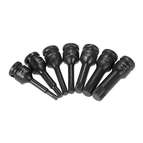 3/8-tuumainen iskuhylsysarja 7-osainen metrinen koko (5mm 6mm 7mm 8mm 10mm 12mm 14mm) XZN Triple Square Spline Bit Cr-Mo Steel Socket Set  [dB}