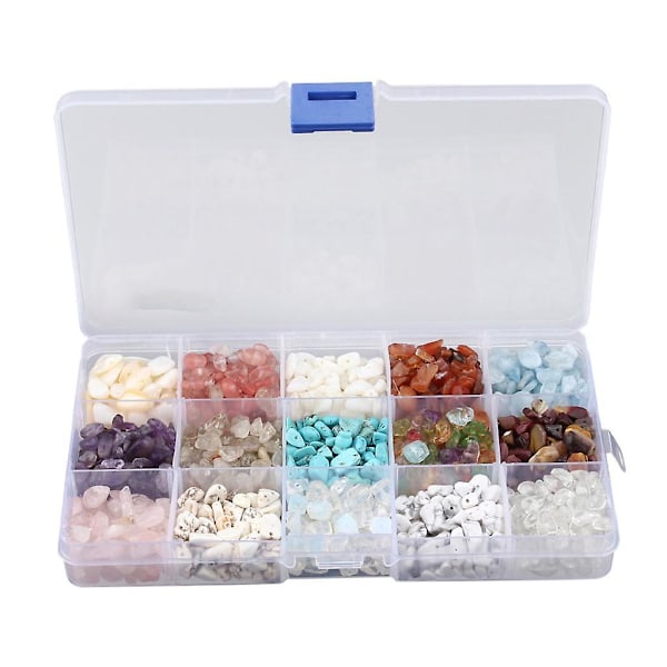 15 slags bulk stenperler tumlede ædelstensperler til smykkefremstilling{DB} Multicolor