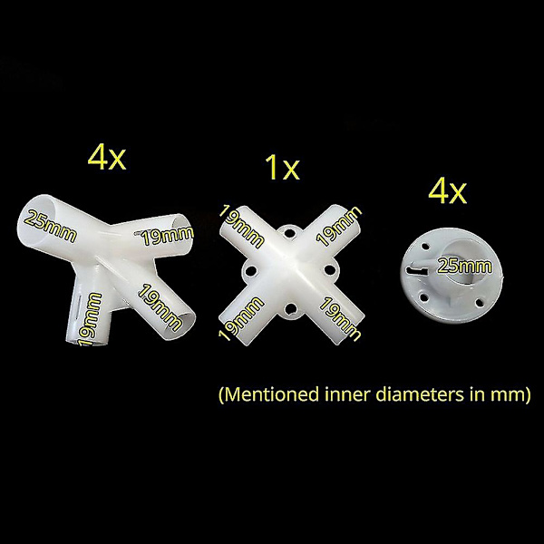 Varaosat 3x3m Paviljongin markiisi teltta jalat kulma keskellä liitin 25/19mm  [dB} 9pcs