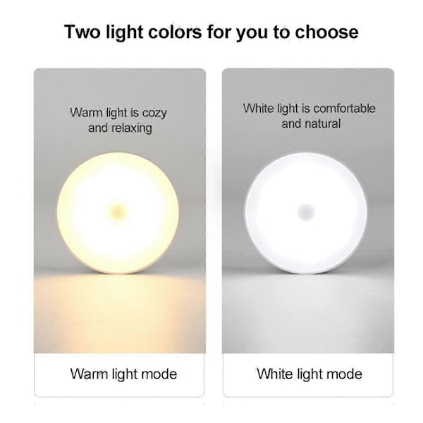Smart Rörelsesensor LED Nattlampa med 3 Färglägen för Sovrum [db]
