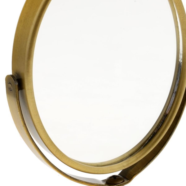 3 tommer Mini Dual Side Normal Forstørrelse Oval Stand Makeup Bordspejl [dB} Bronze as described