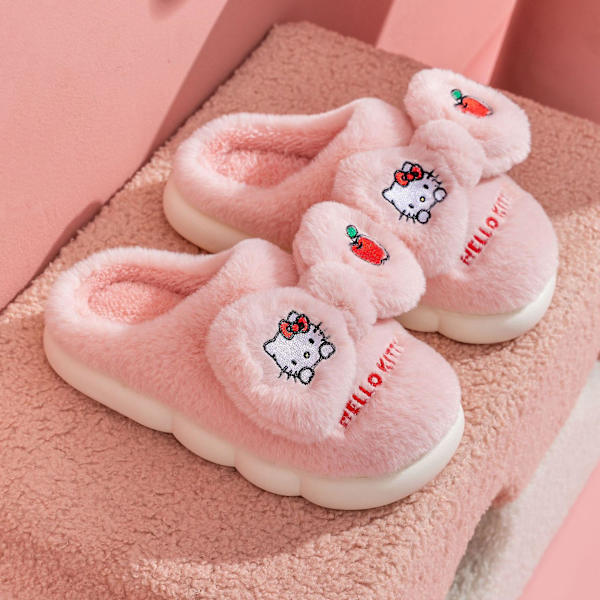 Uusi Sanrioed Toffee Cinnamoroll Pehmolelut Kengät Liukumattomat Kawaii Anime Kuromi My Melody Naiset Koti Puuvilla Tossut Talvi Tytöt Lahja [DB] 28-29(insole17.5cm) cat