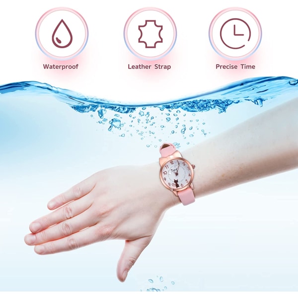 Lasten analoginen kvartsi elektroninen watch tyttöjen vedenpitävä watch (vaaleanpunainen)