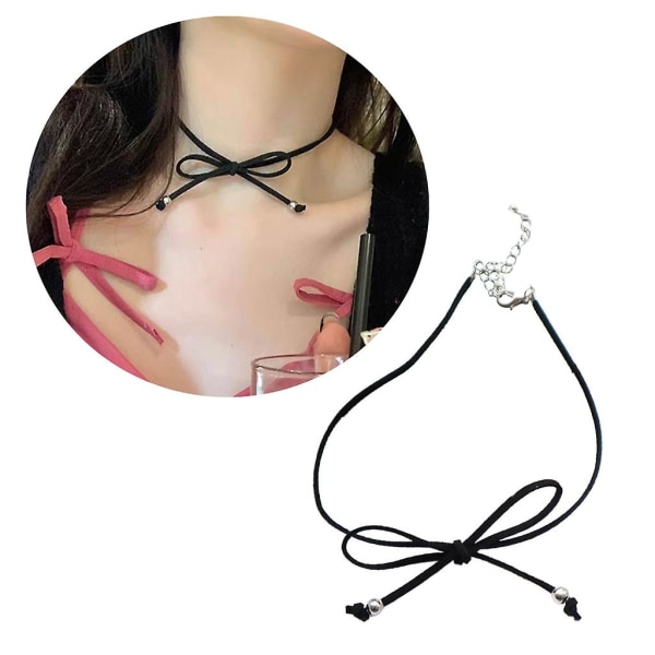 Söt Bowknot hänge Halsband Justerbart Halsband Y2k Hals Smycken Rep Chain Halsband Perfekt present till kvinnor tjejer