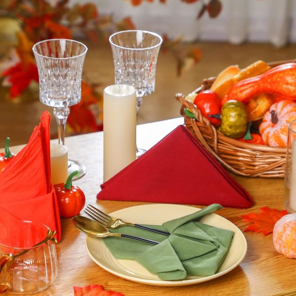 12 pakke efterårskludeservietter 18,5 X tommer middagsblød høst Genanvendelige køkkenhåndklæder i bomuld til Thanksgiving bryllupsferiebord