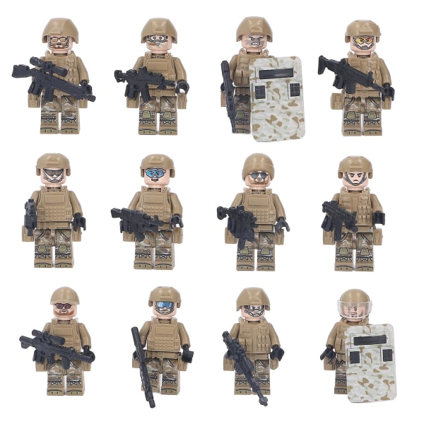 12 stk Soldiers Block Minifigurer Distinkte antrekk Armor Men Action Minifigurer For Barn M8019 Høyde 4,5 cm / 1,8in [DB]