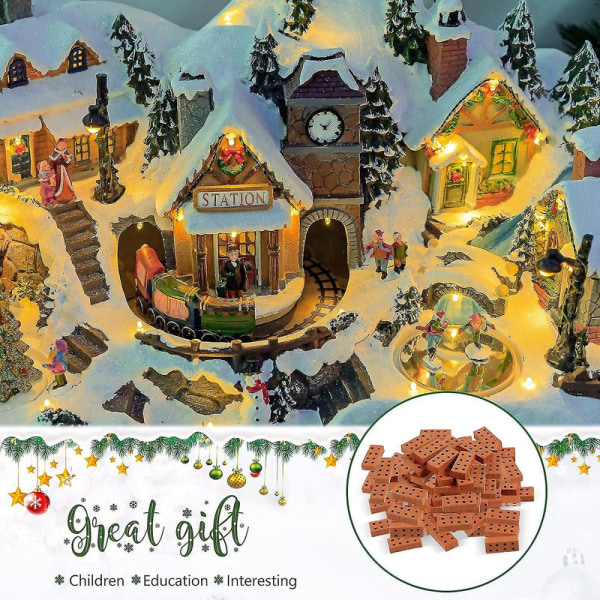 50 stk Mini Mursten Miniature Mursten Tiny Mursten Model Mursten Bygge til DIY Dukkehuse Have Ornament Hjem Dekoration, 0,79 X 0,39 X 0,2 Tommer Db