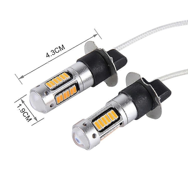2 kpl H3 10W 30 SMD-4014 LED-sumuvalot autoille, DC 12V db Orange Light