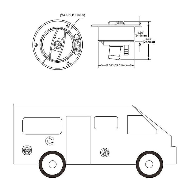 Husvagnstillbehör RV Modifierad Gravitationsvatteninlopp med Låstang Vattentank Inlopp Luck Släpvagn RV [db]