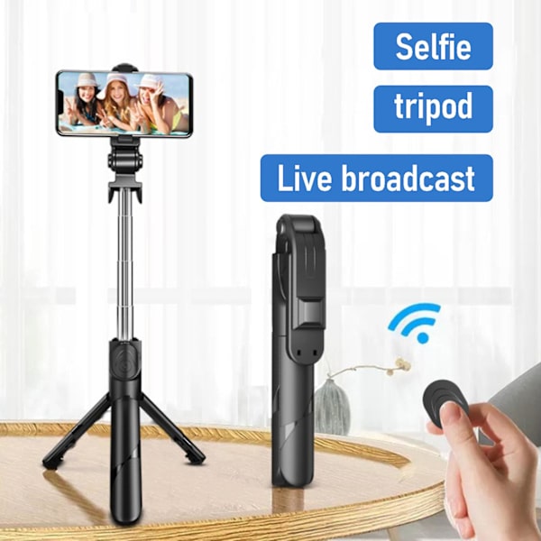 XT05 Bluetooth-kompatibel telefonholder stativ selfie stick fyld lys kompatibel live streaming db White