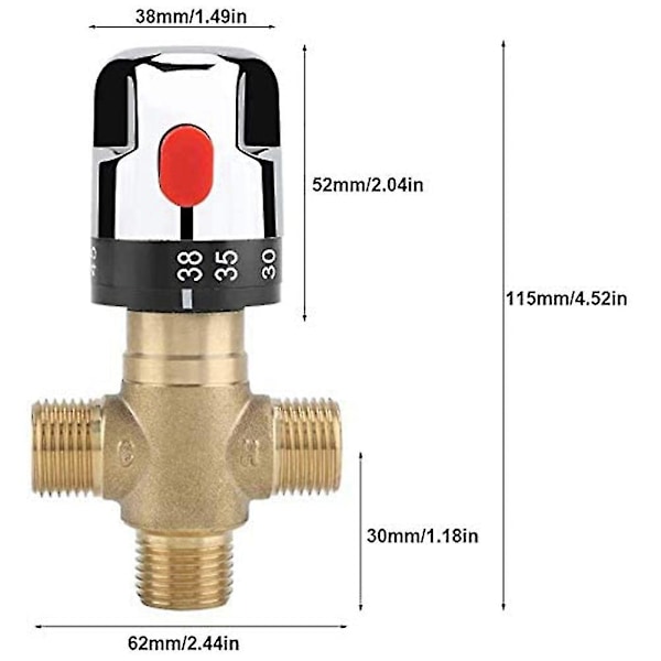 Termostaattinen sekoitusventtiili G1/2 suihkujärjestelmälle veden lämpötilan säätöön putkialtaan termos x [db] as shown