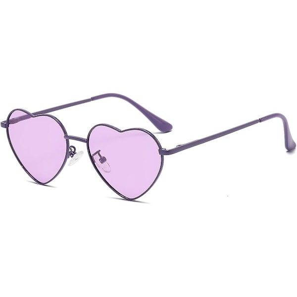 SDIGV Polariserade hjärtformade solglasögon för kvinnor, moderiktig söt stil, metallram, UV400-skydd, db All Purple Clear Purple