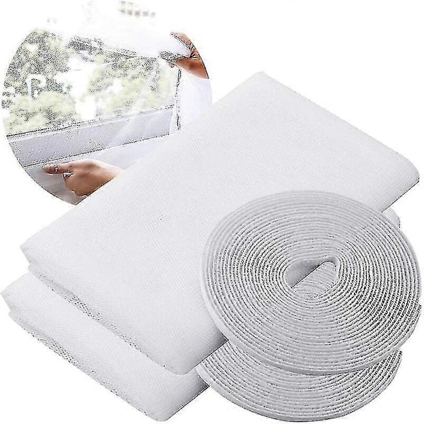Myggnett for vindu, Insektstopp standard vindusmyggnett, Vindusnett, Med 2 ruller selvklebende strimler, 2 pakker, 150cm X 200cm db