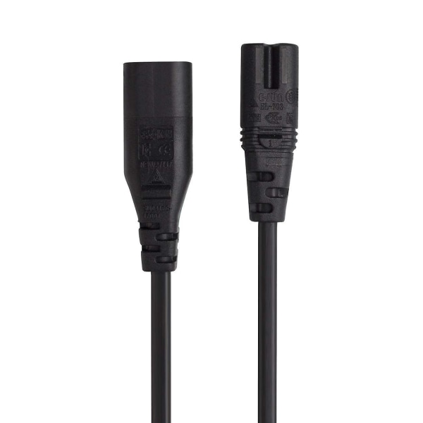 Iec 60320 C8-plugg til C7-kontakt hann-til-hun-forlengelse Strømforsyning Hovedadapterkabel (30 cm)