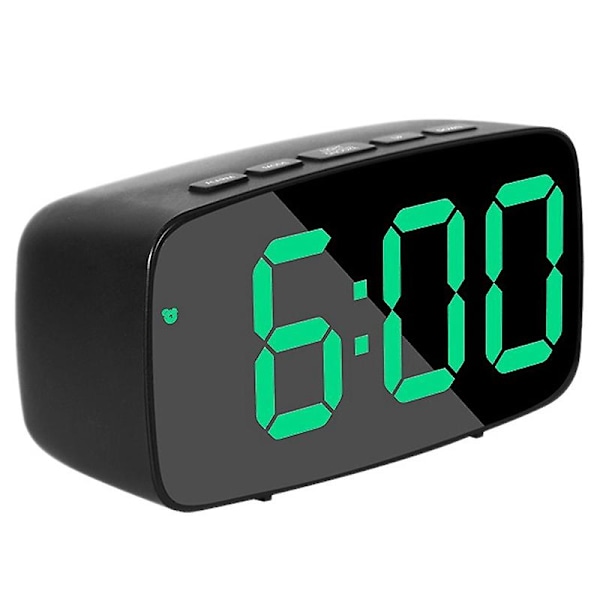 Smart Digital Väckarklocka Sängbord, Grön LED Rese USB Bordsklocka med 12/24H Datum Temperatur Snooze [DB] Blackgreen