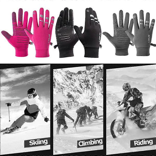 Luminous Outdoor Ridehansker for Menn og Kvinner Vindtette Full Finger Touch Screen Refleks Tykke Varme Hansker DB Gray M