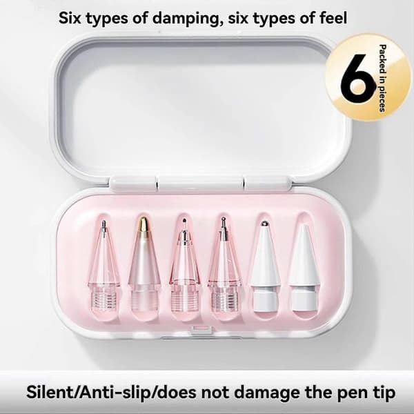 2X för Apple Pencil Pro Tips 6-pack Slitstarka metallspetsar med förvaringsfodral för iPad Pencil för 1:a/2:a generationen[DB]