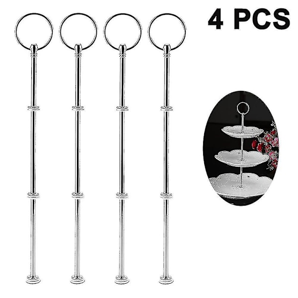 4 Sett 3-lags Kake Stativ Hardware - Lagdelt Brette Hardware - Dessert Serveringsbrett Stativ Håndtak Beslag For Kake Stativ [DB] Silver