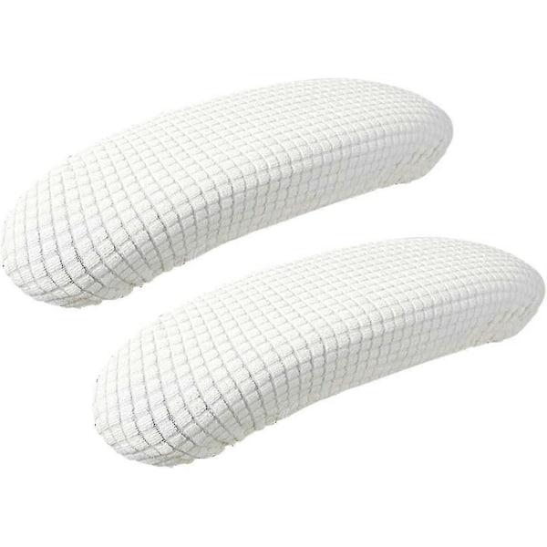 Kontorstol Armlenestol Trekk, 1 par Elastiske Armlenestol Trekk Avtakbare Kontorstol Armlenestolputer Trekk, Armlenestolputer Db White
