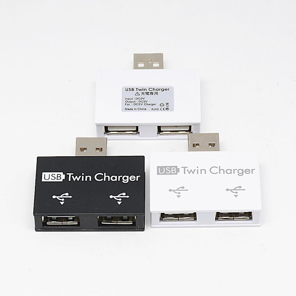 Mode Mini USB Hub 2 Porte USB 2.0 Splitter Oplader Adapter Til Mobiltelefon PC Computer Tablet Tilbehør [DB] Black