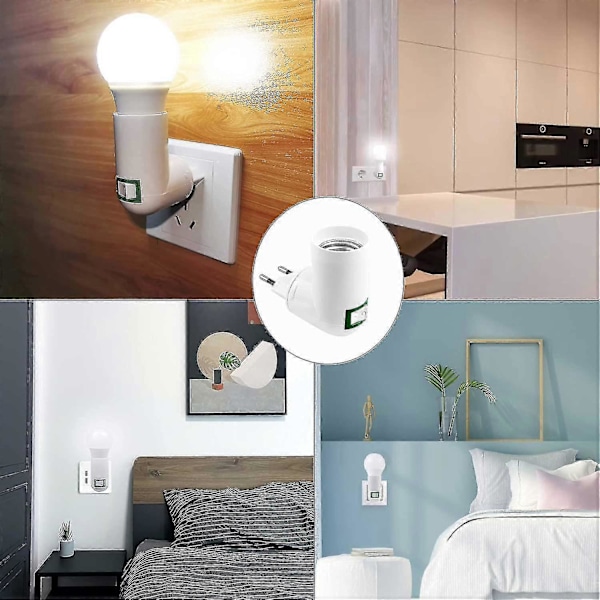 4 Stycken E27 Med Strömbrytare Konstruktionssockel Ac 220v Elektrisk Sockel För Köksvägglampa Adapter Led Lampa Hållare (vit) db