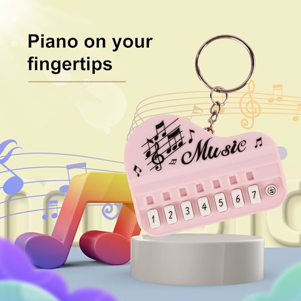 Nøkkelringanheng Mini Elektronisk Pianoform 8 Tangenter Lys Musikk Tegneserie Par Anheng Utsøkt Nøkkelring Morsom Bursdagsgave [DB] Blue1